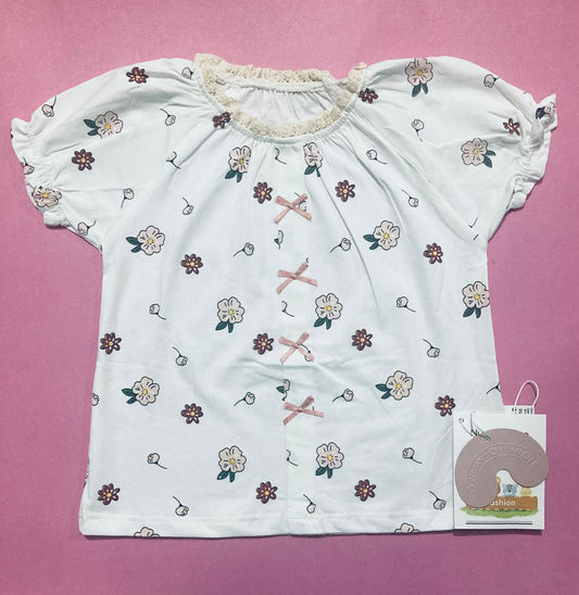 White floral short set